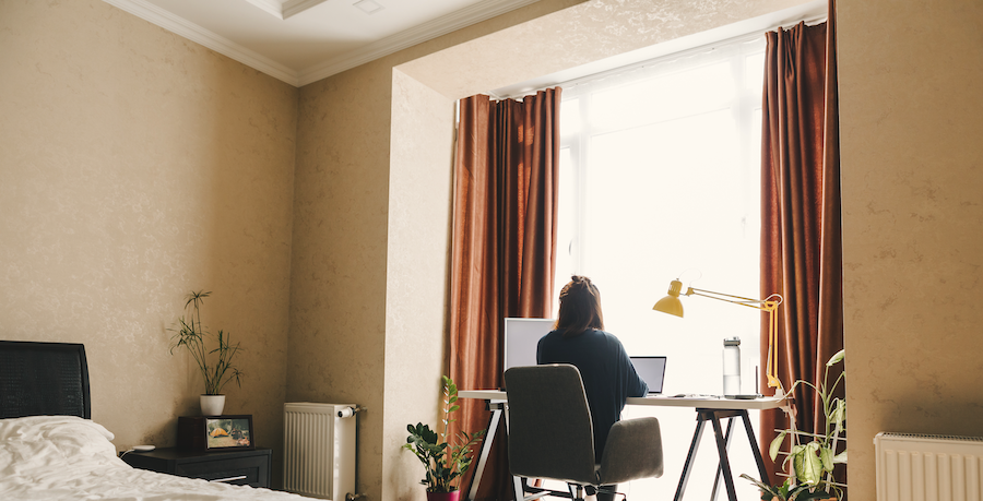 Home office illustrating the convenience and predictability of working from home